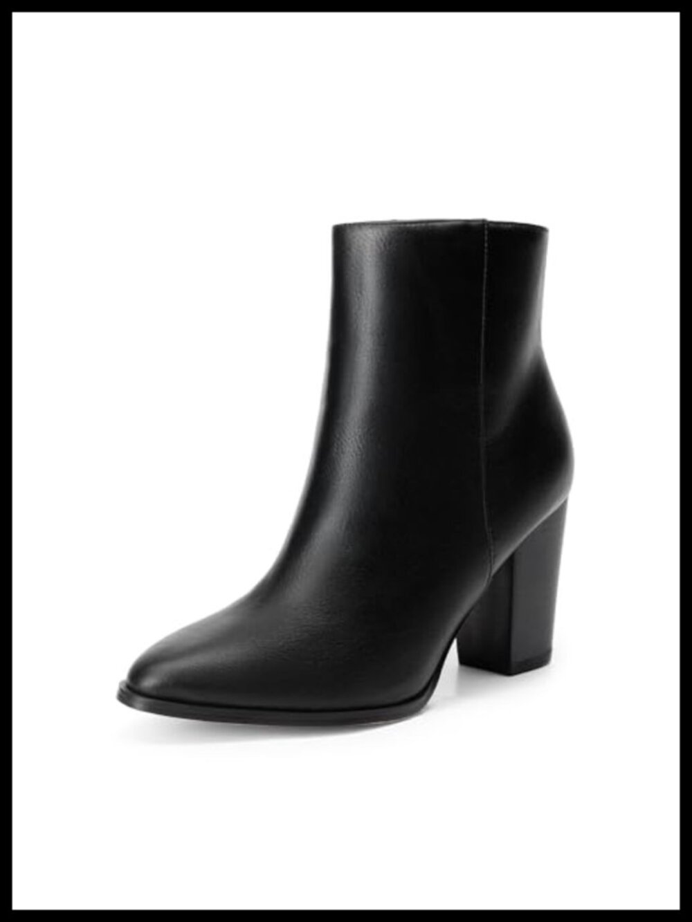 Women's Ankle Boots Chunky Block Heel Pointed Toe Faux Leather
